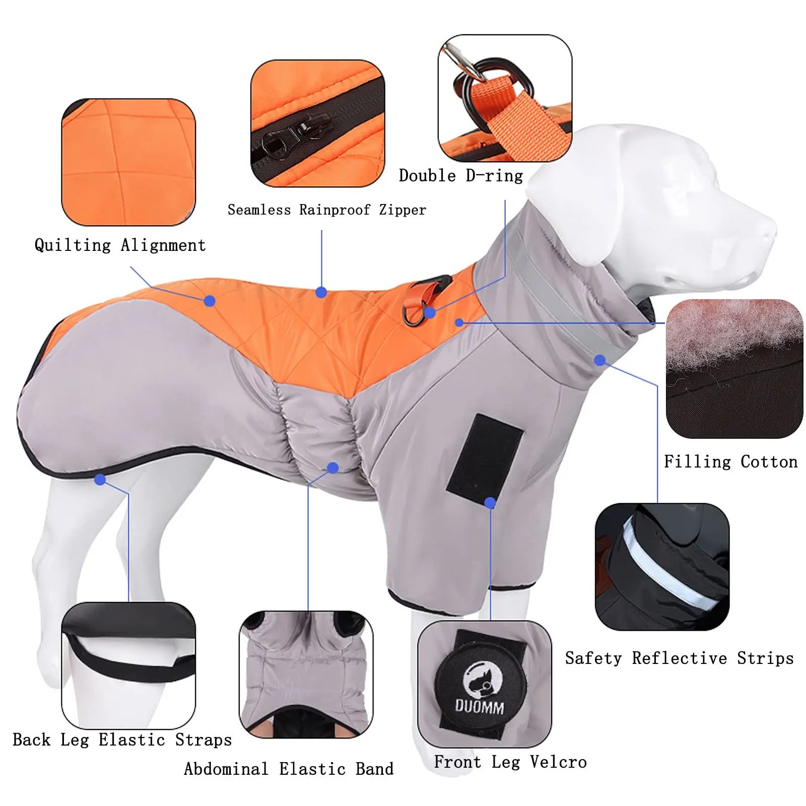 Abrigos reflectantes cálidos para perros, ropa para mascotas, grandes y pequeños, chaqueta impermeable para disfraces al aire libre, Otoño e Invierno - imagen 3