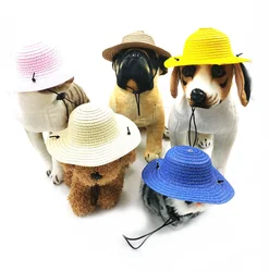 Sombrero de paja mini para perros y gatos estilo hawaiano