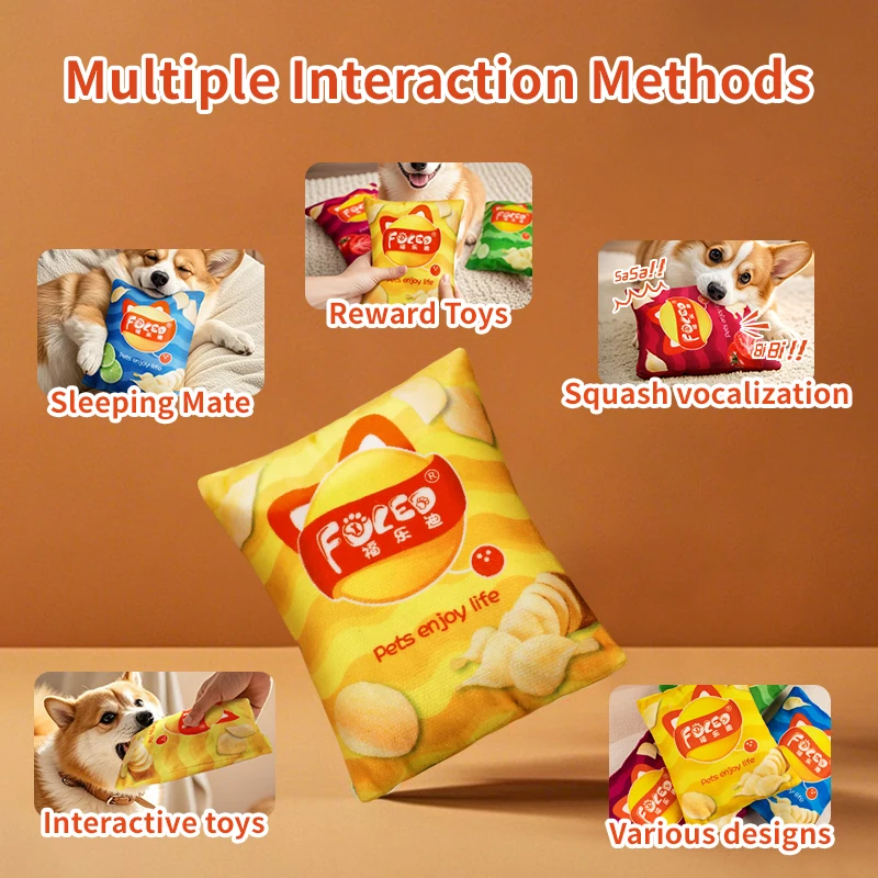 Juguetes para mascotas de peluche de poliéster estilo dibujos animados Gourmet con fichas de sonido, juguetes interactivos chirriantes para perros y gatos, todas las razas - imagen 4