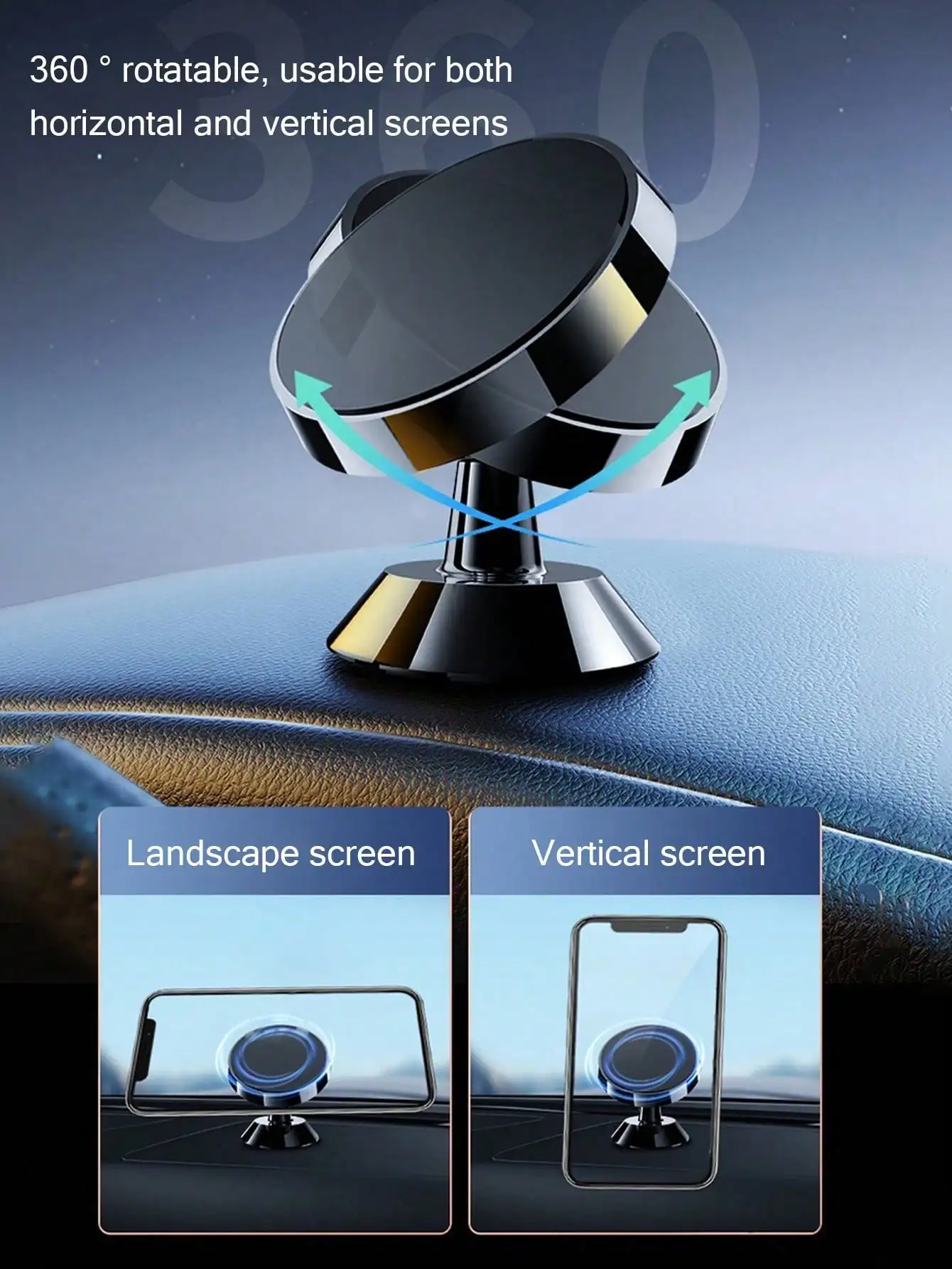 360 °   Soporte magnético giratorio para teléfono de coche, soporte Universal para parabrisas de salpicadero para navegación GPS, 1 Uds. - imagen 5