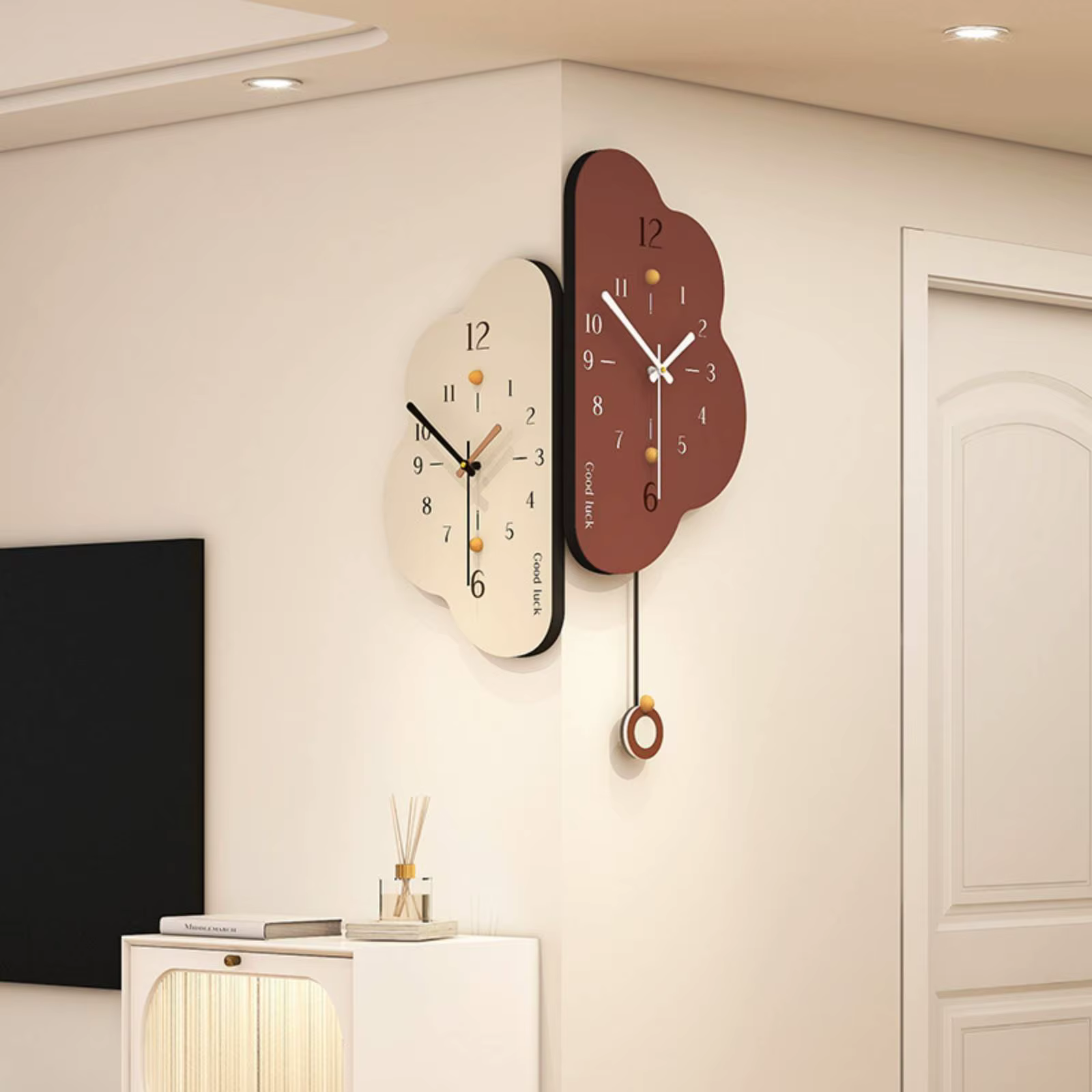 Reloj de pared doble cara silencioso para esquina – decoración funcional - imagen 5