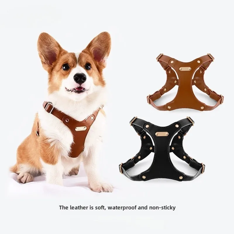 Arnés y correa ajustables de cuero suave para perros pequeños y medianos, cómoda correa para el pecho para caminar seguro, accesorios para mascotas - imagen 2