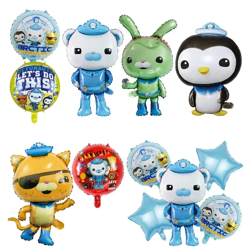 6 uds. Globos octonautas oso Polar gato pingüino globos de aluminio dibujos animados animales marinos bolas de aire decoración de fiesta de cumpleaños para niños - imagen 2