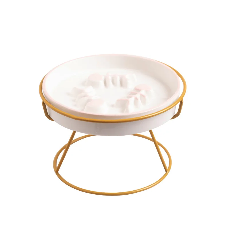 Cuenco de cerámica para mascotas, doble altura, ajustable, antideslizante, para interiores y exteriores, plato de agua para comida para perros y gatos, cuencos de alimentación lenta antivómitos de fácil limpieza - imagen 5