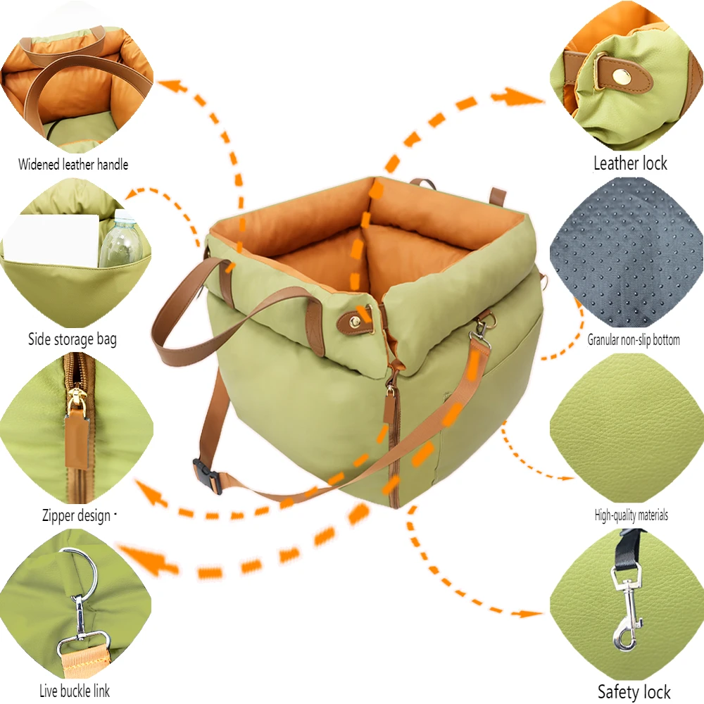 Luxury Dog Beds Faux Leather Dog Car Seat Booster Double Seats Pet Car Seat Bed with Safety Buckle Customized LOGO Pet Beds - imagen 3