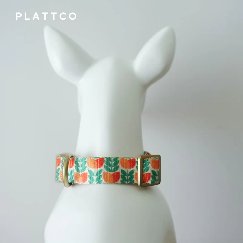 PLATTCO-Collar de poliéster para mascotas, Correa con grabado láser, tulipán naranja, 5 tamaños, suministros para perros, PDC348 - imagen 5