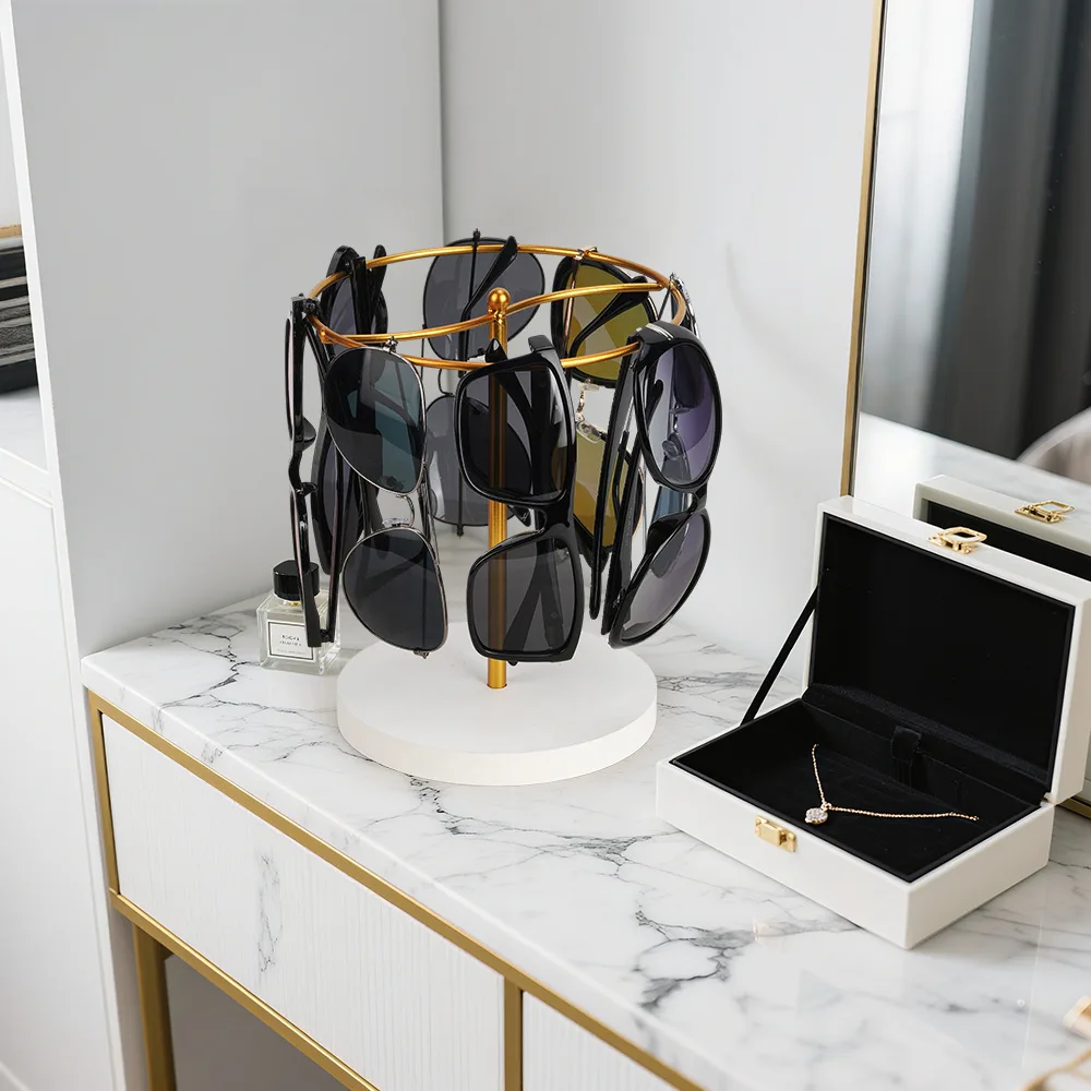 Calidad con Base antideslizante, soporte para almacenamiento de gafas de sol, estante de Metal para ahorro de espacio, organizadores de gafas de escritorio, soporte para dormitorio - imagen 4