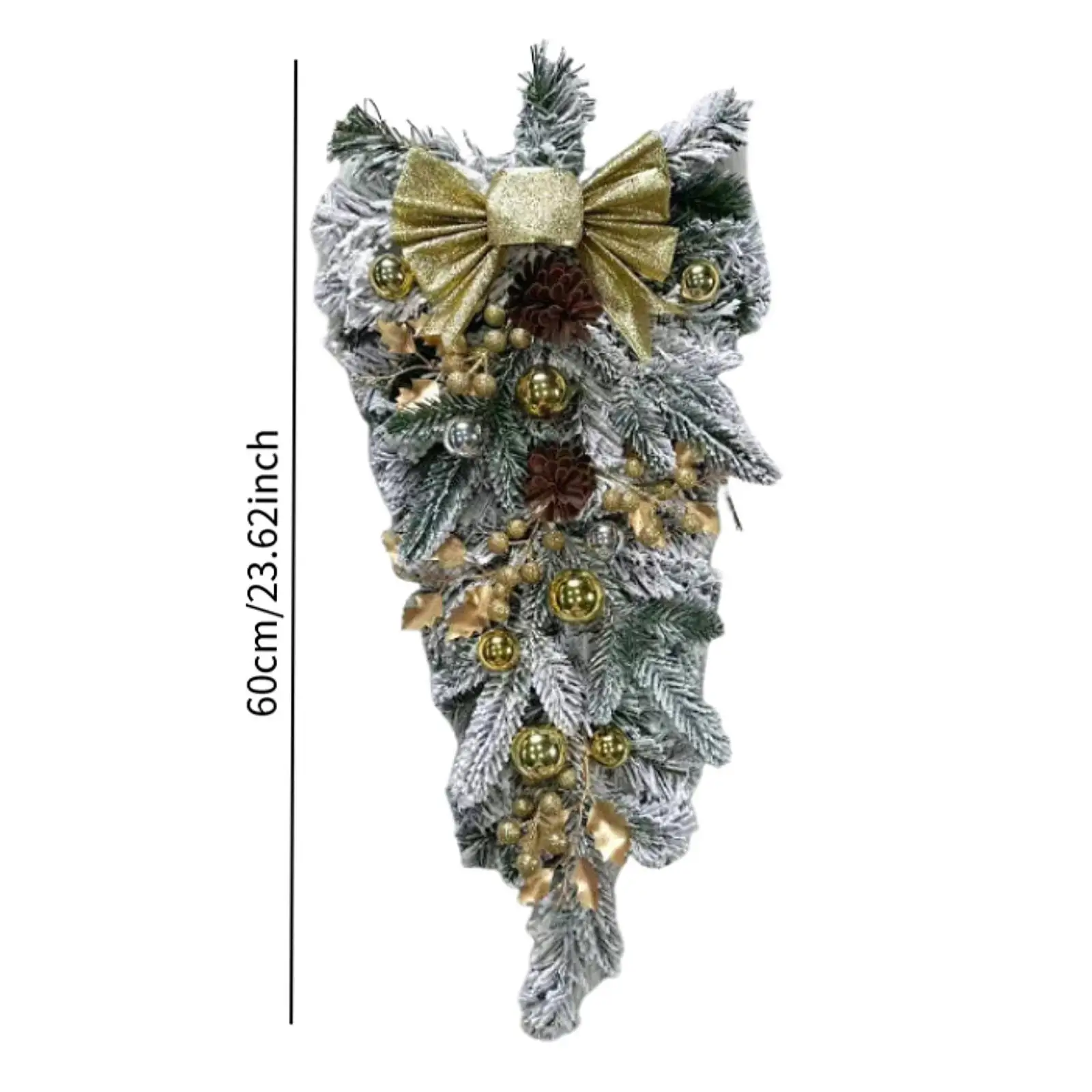 Door Wreath Flocked Artificial Christmas Swag Teardrop Realistic Garland Hanging