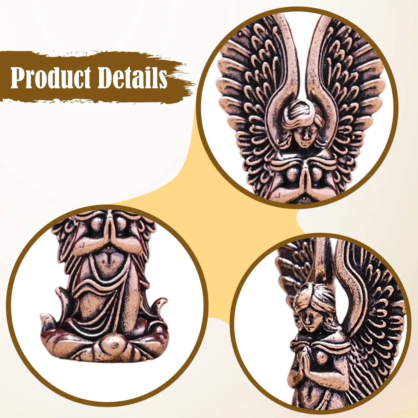 Praying Angel Figurine Angel Wing Statue Decorative Creative Souvenirs Brass Sculpture for Coffee Table Entryway Bedroom