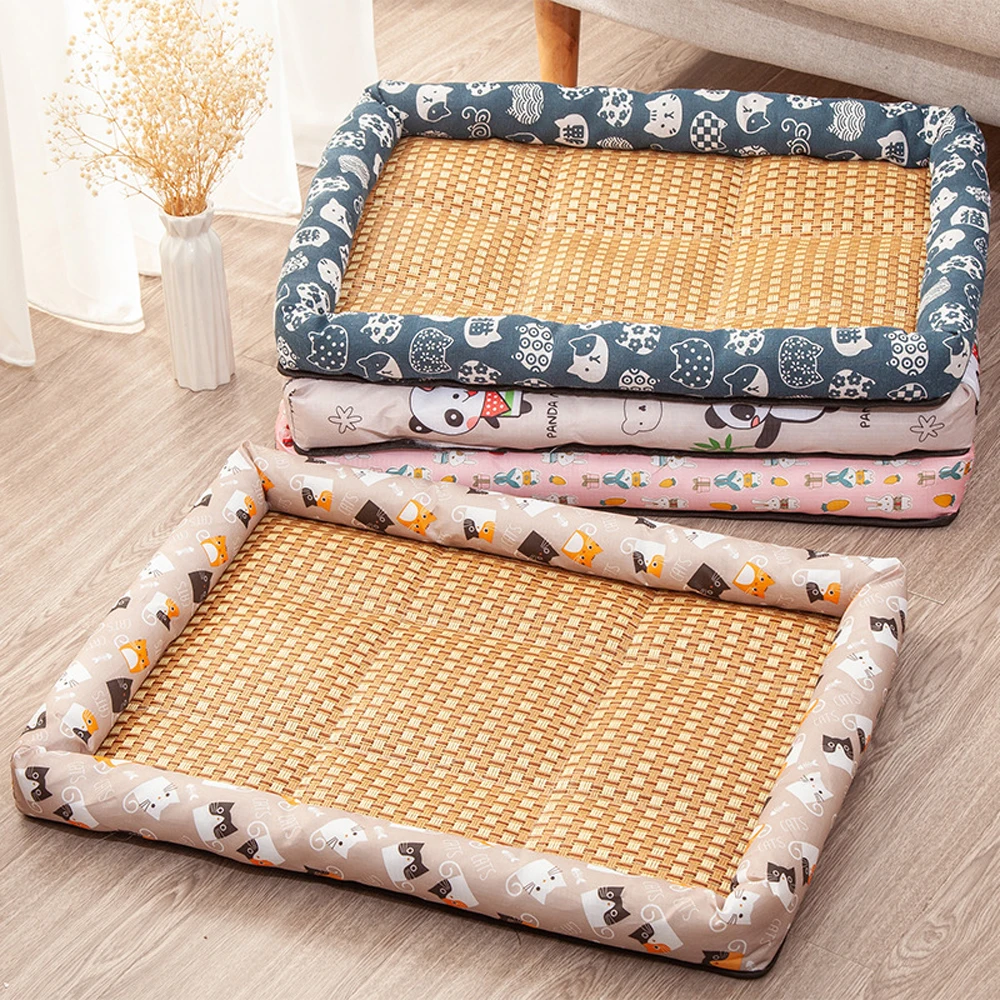 OUZEY-alfombrilla refrescante para mascotas, cama para perros y gatos, transpirable, cómoda, cojín de hielo para gatos, ropa de mimbre, sofás, accesorios para gatos