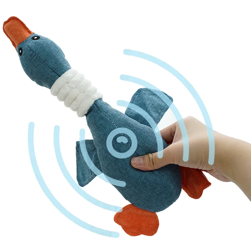 Juguetes de peluche para perro, juguete masticable de ganso salvaje con sonido chirriante para cachorros, perros medianos y grandes, limpieza de dientes, accesorios para perros - imagen 3