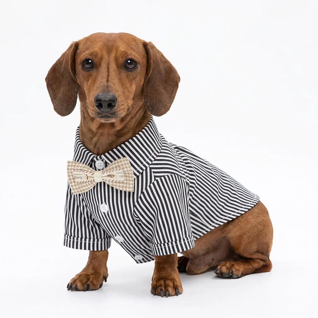Camisa a rayas transpirable para perro con lazo – Ideal para cachorros - imagen 3
