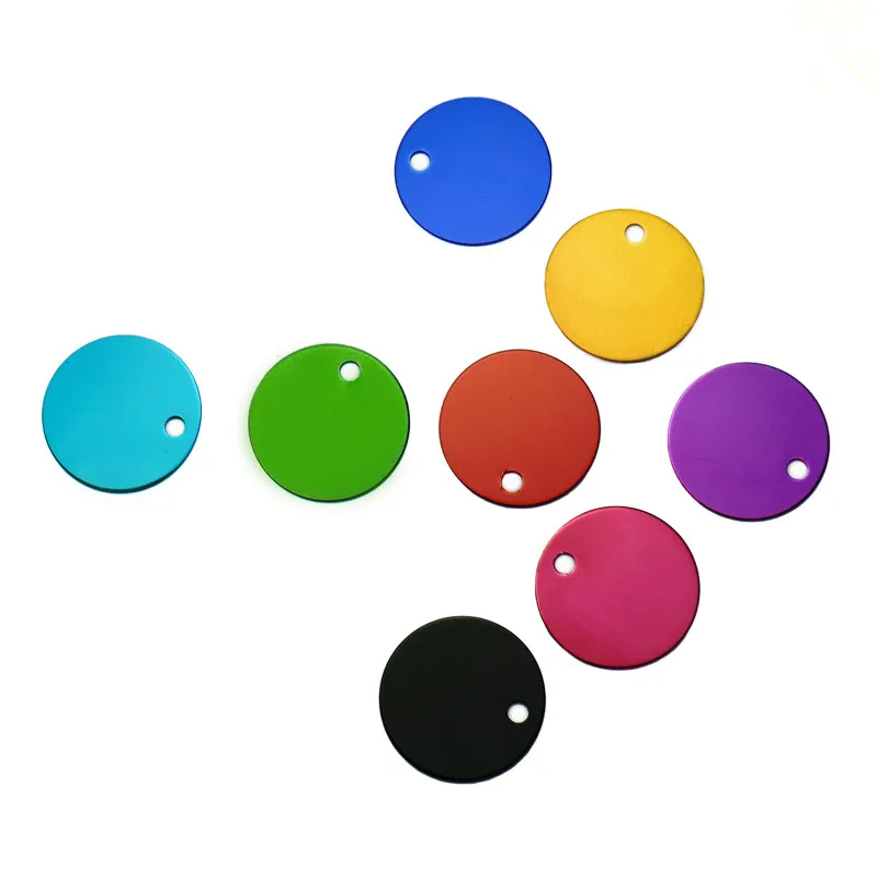 Venta al por mayor, 100 Uds., etiquetas redondas para identificación de perros y mascotas, placa de identificación de aluminio anodizado, número de perro grabado, etiqueta de identificación, tarjeta, abalorio personalizado - imagen 3