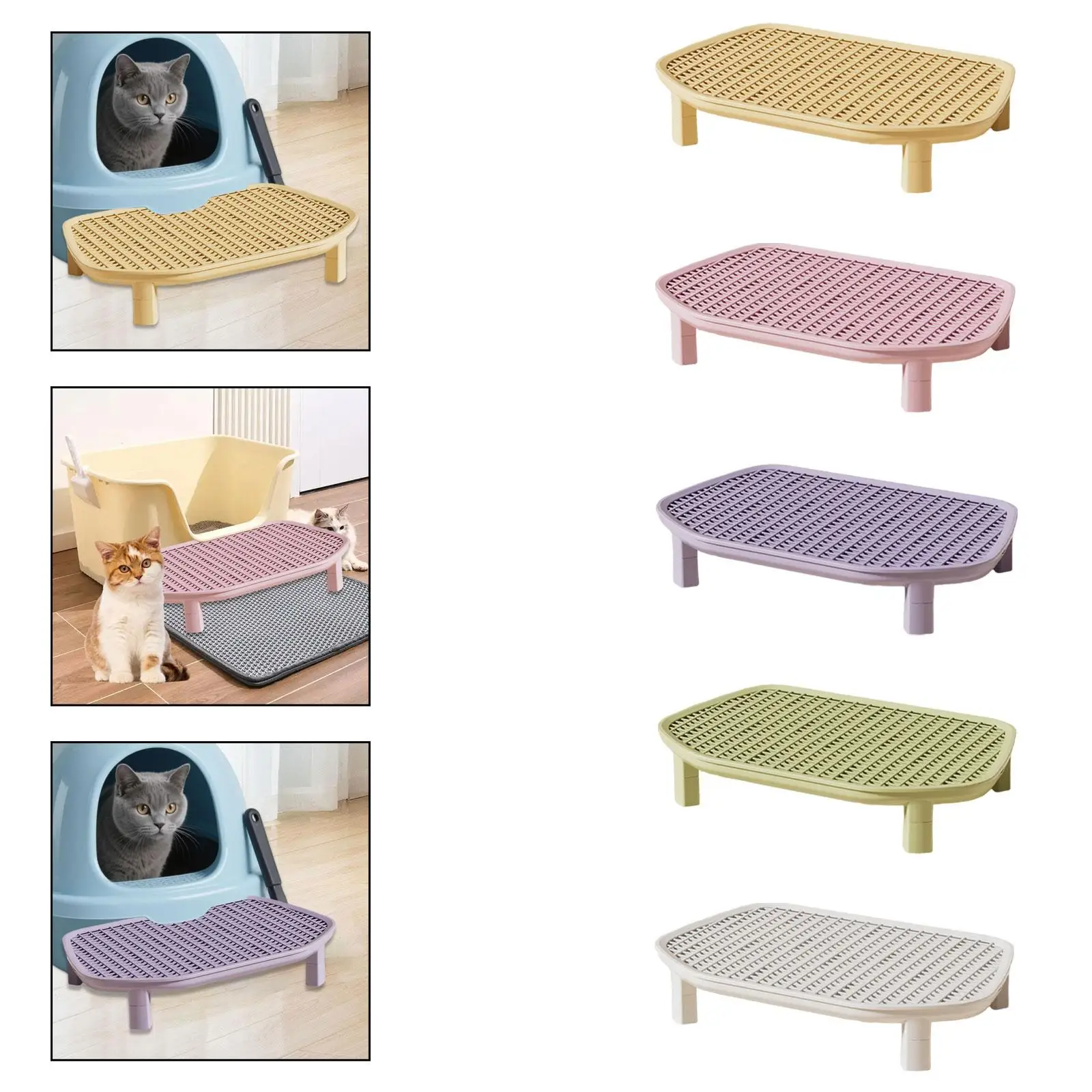 Arenero para gatos con alfombrilla antideslizante y trampilla