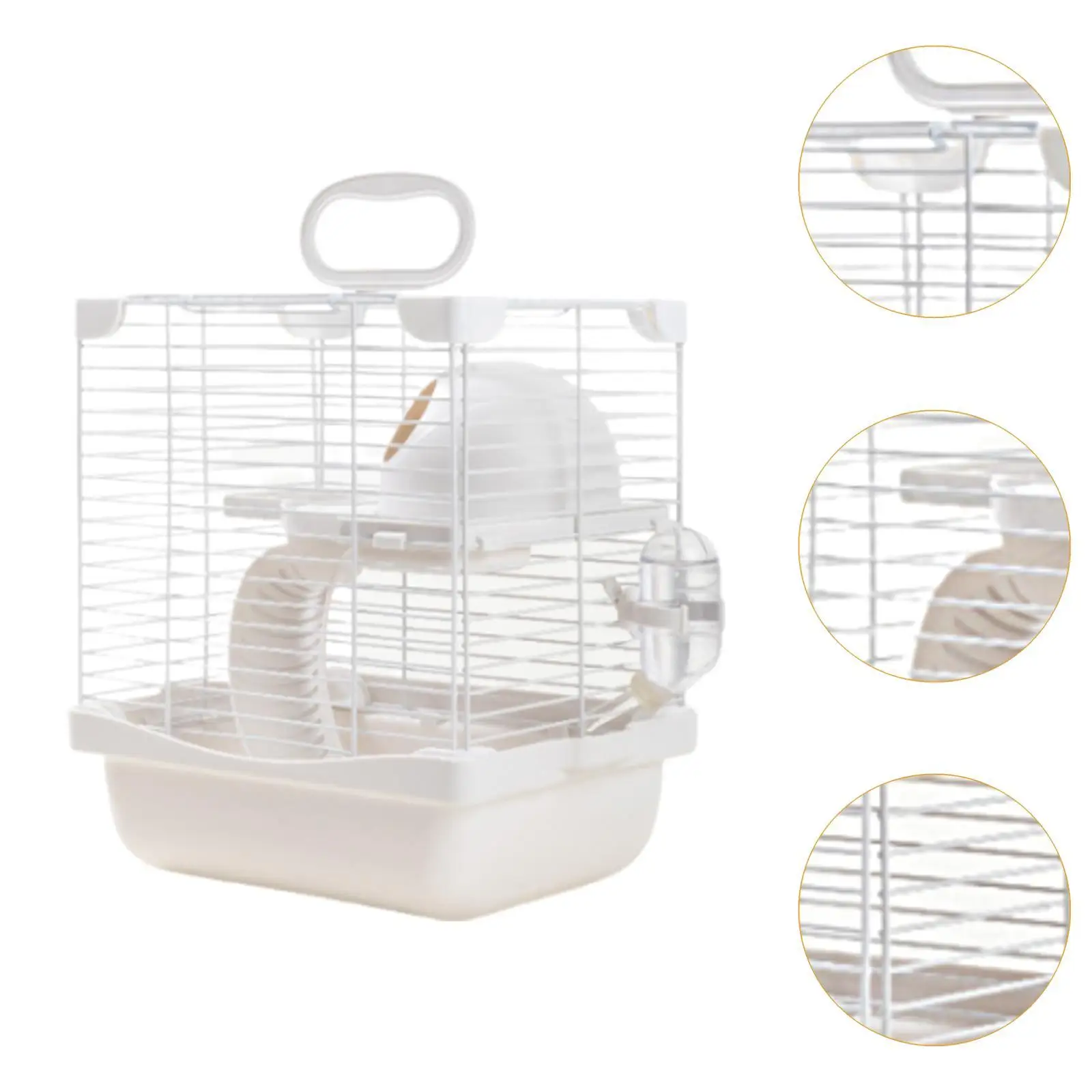 2 Tiers Hamster Cage Enclosure Portable for Mouse Rat with Water Bottle, Food Bowl High Chassis Design Versatile 7.4x9x11inch