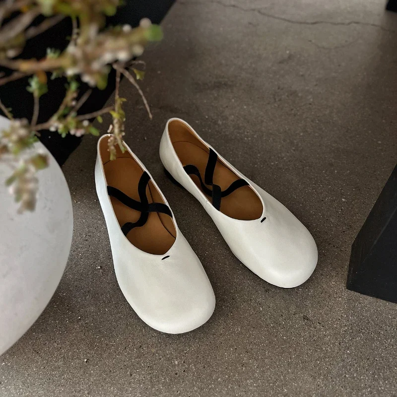 Bailarinas con correa cruzada, zapatos planos transpirables de verano 2025, zapatos planos Mary Jane de cuero suave Vintage - imagen 4