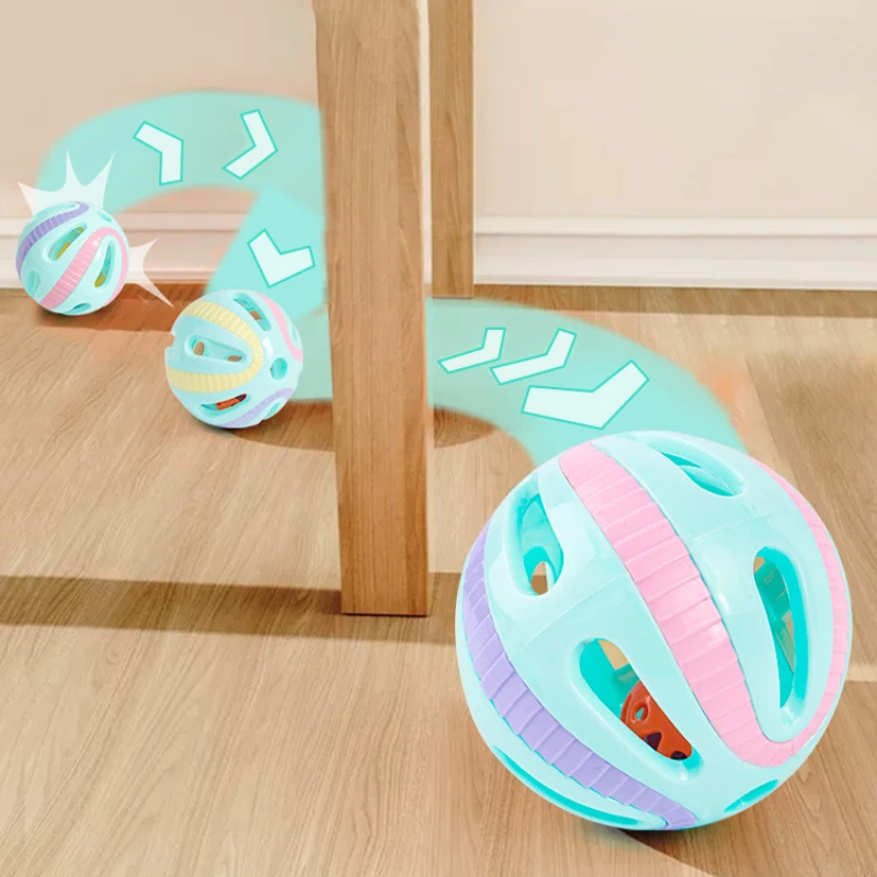 Bola de campana, juguetes para gatos, gatito, pelota de juego colorida, juguetes interactivos divertidos de plástico con sonido para gatos, pelota para gatos, juguete para perseguir, suministros para mascotas - imagen 4