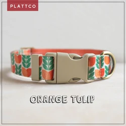 Set collar y correa para perro – Grabado láser tulipán naranja