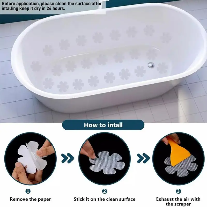 Pegatina de ducha antideslizante, bañeras de seguridad de 24 piezas, tinas de baño con rascador, transparente - imagen 5