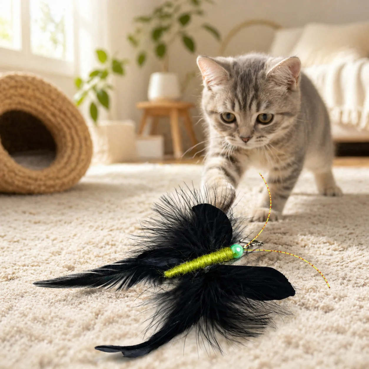 Repuesto varita interactiva para gatos: plumas mariposa cola fénix - imagen 4