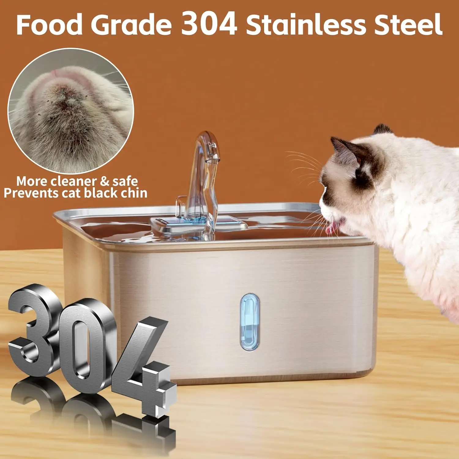 Dispensador de agua para mascotas de acero inoxidable de 7L, fuente automática para gatos, dispensador de agua inteligente para perros, tazón para beber con ventana Visual para perros grandes - imagen 3