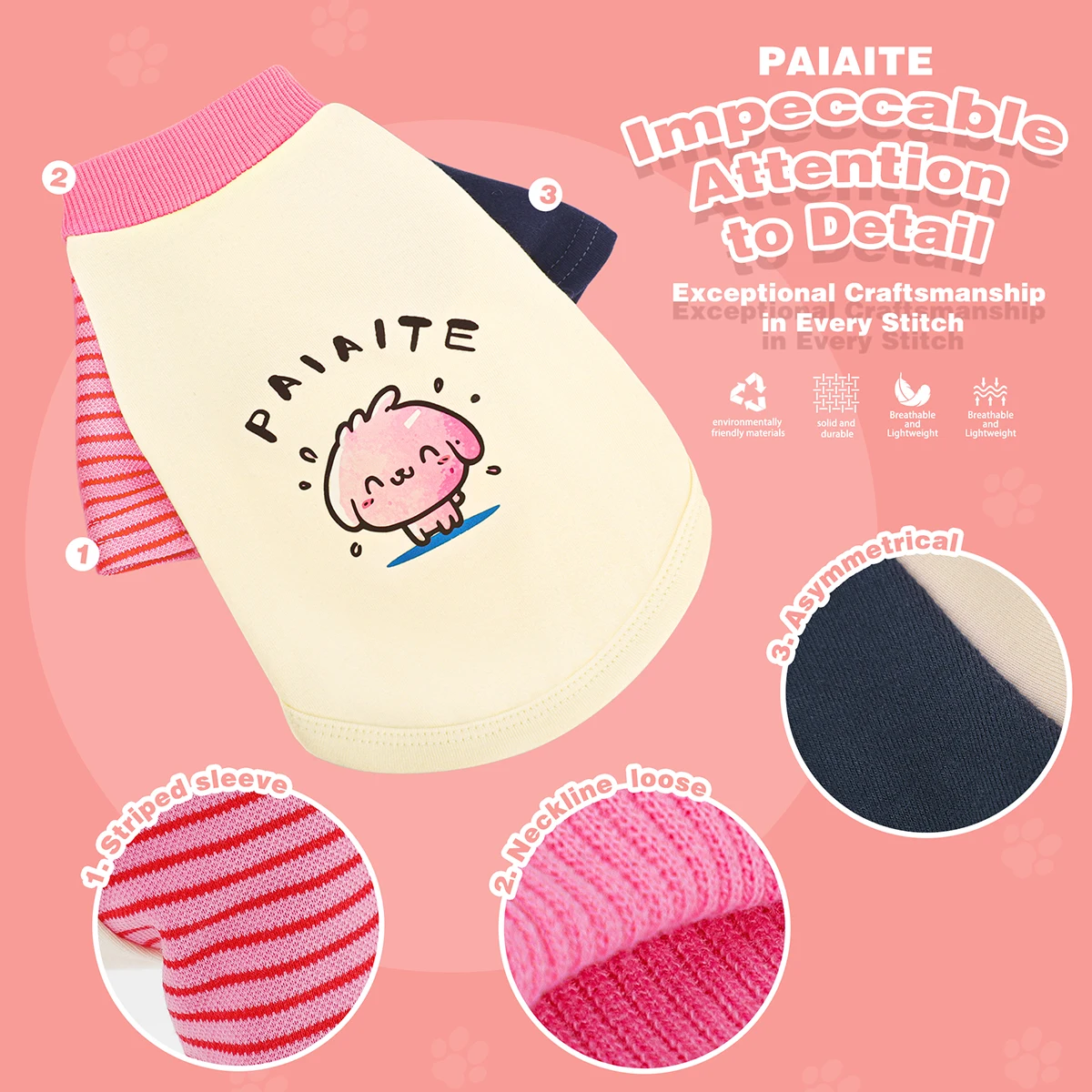 Camiseta colorida con mangas para perro, adornada con lindos estampados de cachorros, tela de alta calidad, para un aspecto lindo, elegante - imagen 5