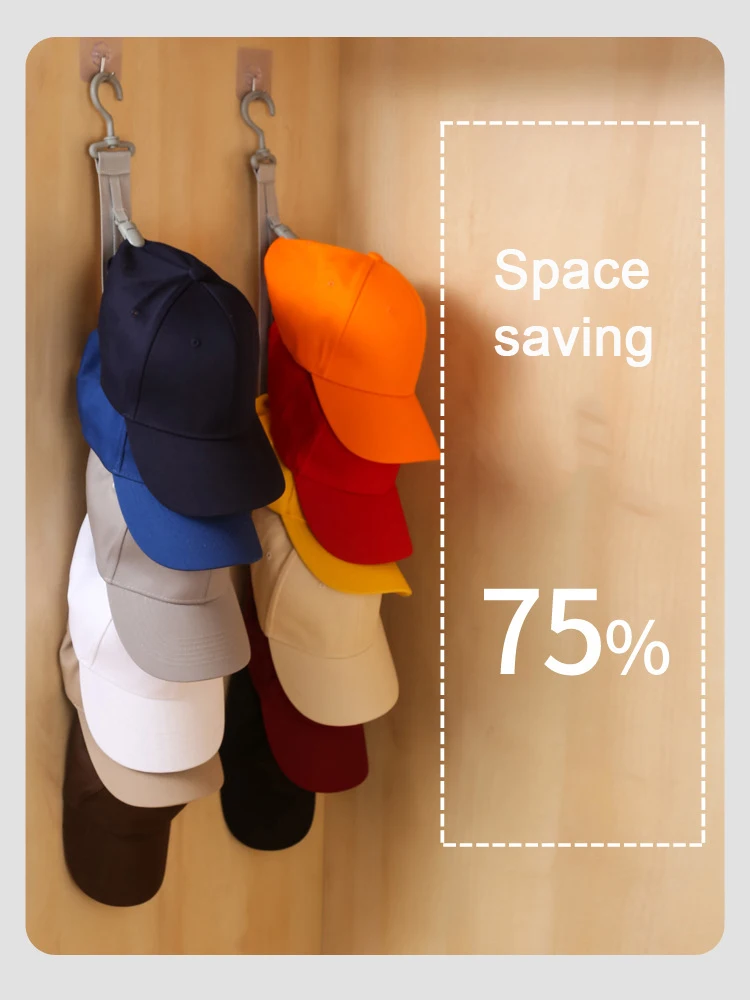 Estante para sombreros de armario, cuerda colgante, Clips de almacenamiento para sombreros, organizador de sombreros, exhibición para gorras de béisbol, colgador de sombreros para puerta de armario y dormitorio - imagen 4