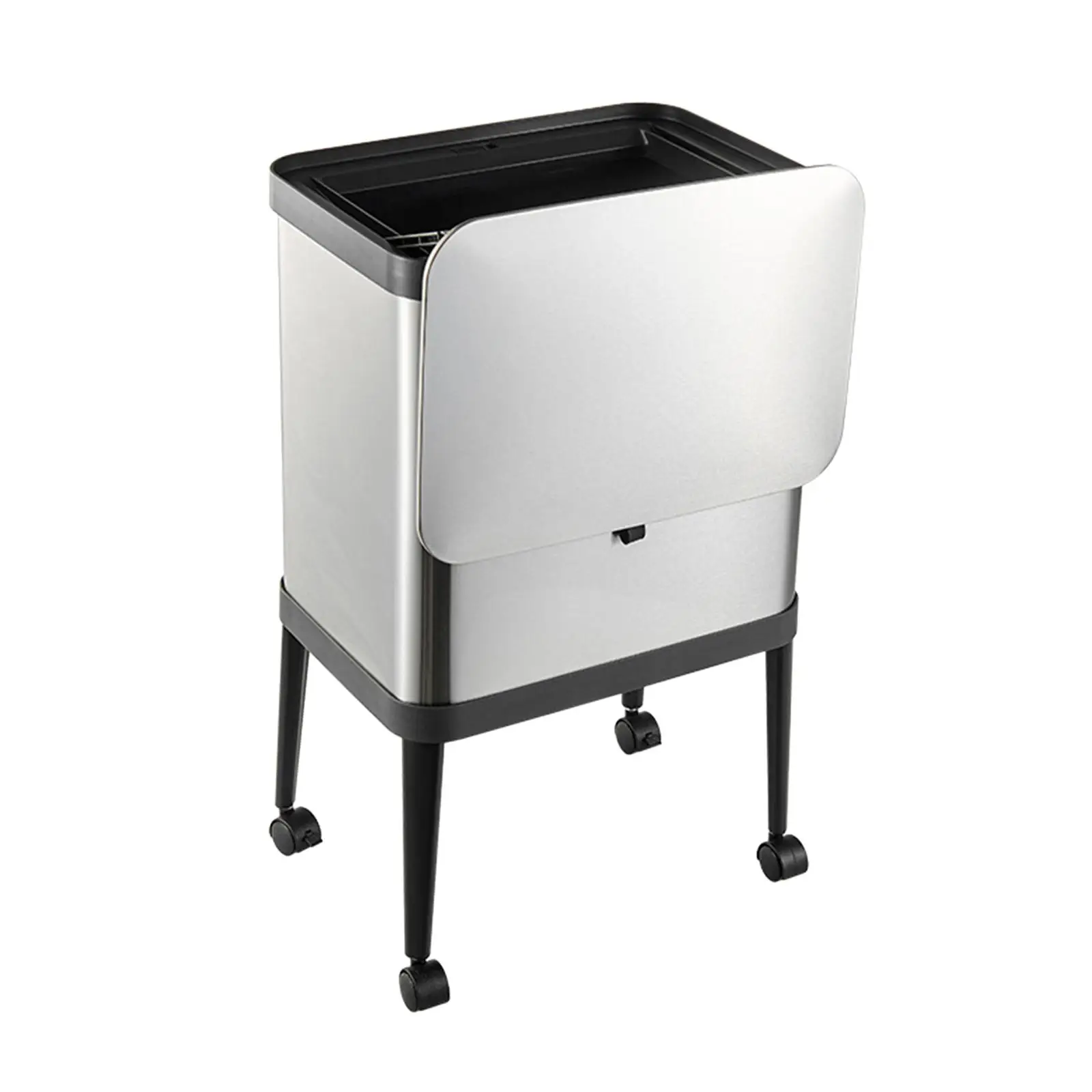 Bote de basura de 15L eficiente con tapa, moderno, resistente con ruedas, fácil de limpiar, estable, de gran capacidad, cubo de basura - imagen 3