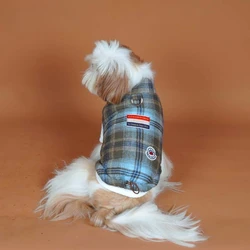 Abrigo a cuadros de otoño/invierno para mascotas, camiseta sin mangas con cuello alto, chaleco Schnauzer, ropa para cachorros, ropa para perros pequeños