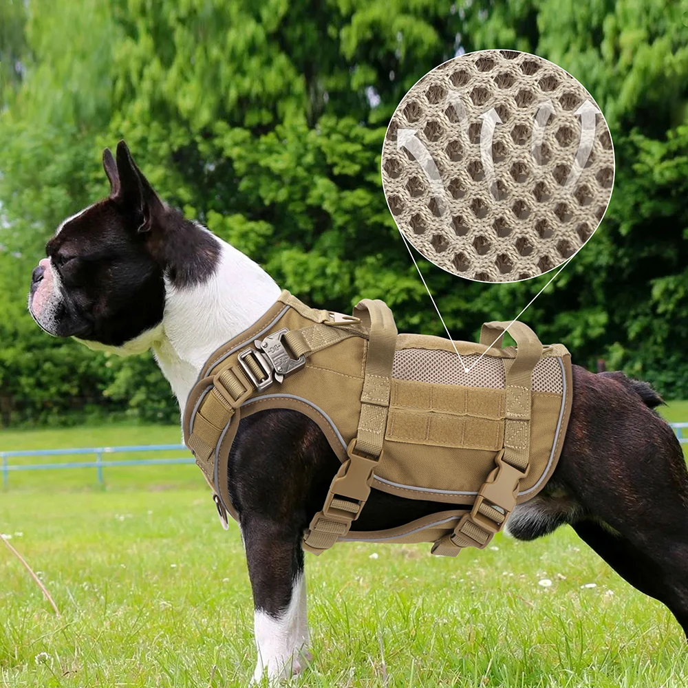 Arnés táctico militar para perros, chaleco reflectante para mascotas, regalo con bandera gratis, duradero para perros medianos y grandes, entrenamiento, senderismo, Pitbull - imagen 3