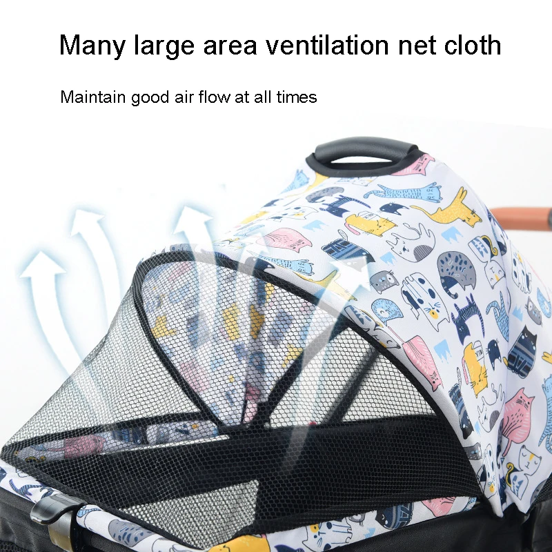 Cochecito plegable ligero para mascotas, carrito de cuatro ruedas con ventilación de absorción de impacto, gran espacio, artículos para mascotas - imagen 4