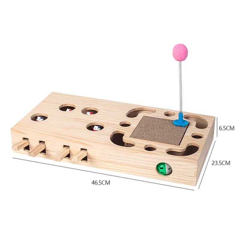 Caja de juego de madera para gatos, juguetes interactivos para gatos, ejercicio para mascotas, entrenamiento divertido, palo rascador para gatos - imagen 2