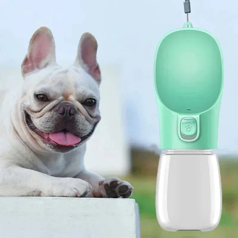 Botella de agua de viaje para mascotas a prueba de fugas de 300ML, diseño mejorado con sello, cuenco portátil para perros/gatos, uso para caminar al aire libre