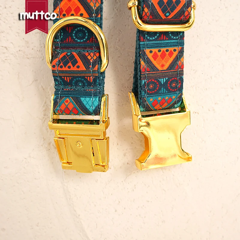 Collar de perro con hebilla de metal grabada MUTTCO MAYA TREASURE, collar con etiqueta de identificación de perro personalizado, placa de identificación de 5 tamaños, antipérdida para mascotas UDC196 - imagen 2