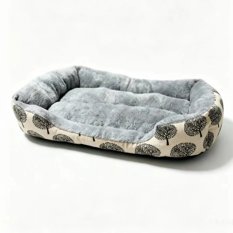 Cama felpa suave para perros y gatos con estampado árbol antideslizante - imagen 3