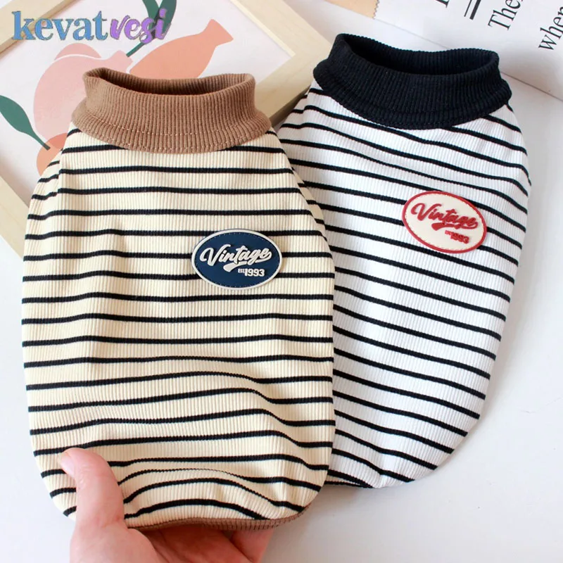 Ropa para perros de primavera y otoño, ropa a rayas para mascotas para perros pequeños y medianos, sudadera cálida para cachorros, trajes para Chihuahua y Yorkies - imagen 2