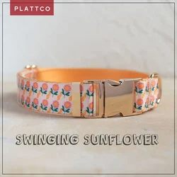Collar perro estampado girasol pequeño con hebilla aleación zinc