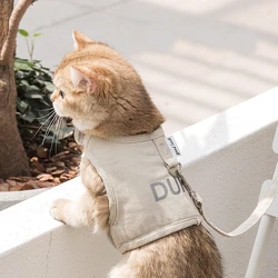 Arnés reflectante lona algodón con correa para perros pequeños y gatos