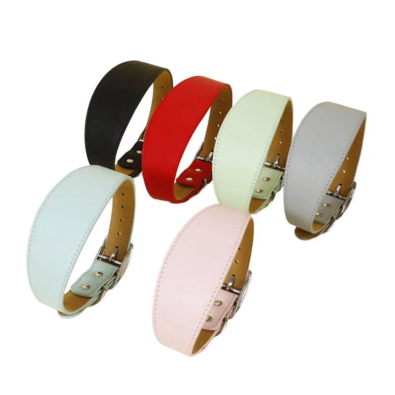 Collar ancho de cuero para perros pequeños, medianos y grandes, galgo, ciervo, Lurcher, Whippet, perro salchicha, accesorios para mascotas - imagen 2