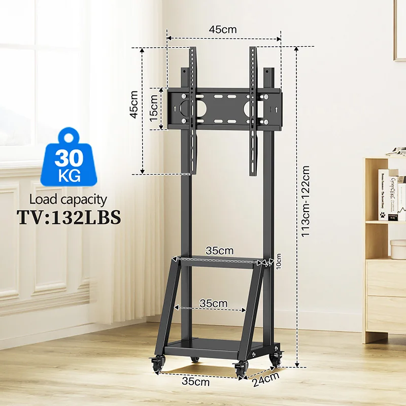 Soporte móvil para televisor con ruedas inclinable y altura ajustable - imagen 4