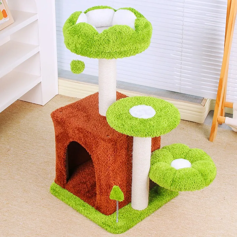 Árbol rascador para gatos con casa y postes de escalada - imagen 3