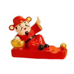 Adorno de Dios de la riqueza, estatua, soporte para teléfono de escritorio, decoración creativa, práctico, regalo de Año Nuevo, estatuilla