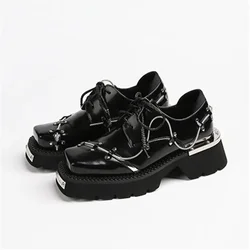 Zapato Derby para mujer - Mocasín plano de cuero con plataforma