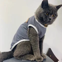 Chaleco de algodón a rayas para gatos y perros pequeños
