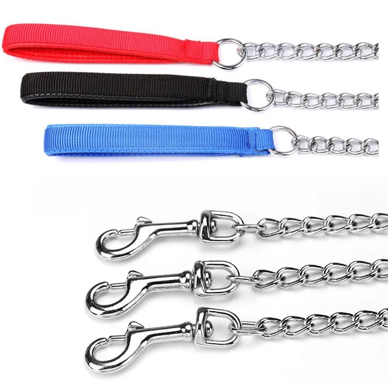 Correa para perro de alta calidad, mango de nailon de grosor doble, correa acolchada de forma suave, correas para perros con cadena de hierro fuerte para perros grandes y pequeños - imagen 3