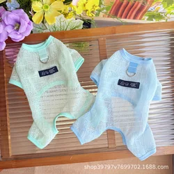Ropa fina de malla transpirable para mascotas, ropa de cuatro patas para perros, ropa de protección solar, mono refrescante, ropa para cachorros, primavera y verano