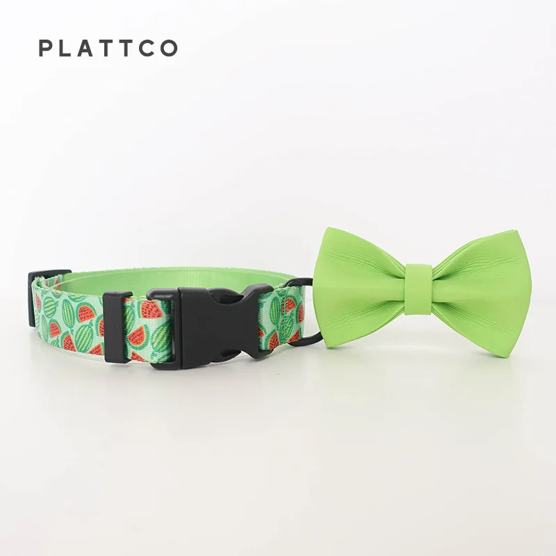 PLATTCO, cuello de pajarita personalizado WATERMELON FEAST, correa de nailon, cuello de cachorro estampado para mascota pequeña, mediana y grande, 5 tamaños PDC325 - imagen 3