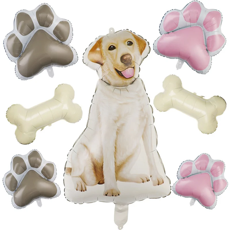 Globos grandes para fiesta de perros, decoraciones, pancarta, festivales para mascotas, suministros para fiestas, globos de aluminio para huesos de pata, decoraciones de cumpleaños para mascotas