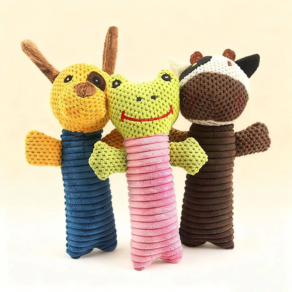 Juguete chirriante de peluche para gatos, muñeca masticable Molar resistente a mordeduras, juguete interactivo para mascotas de juguete para aliviar el aburrimiento, relleno suave