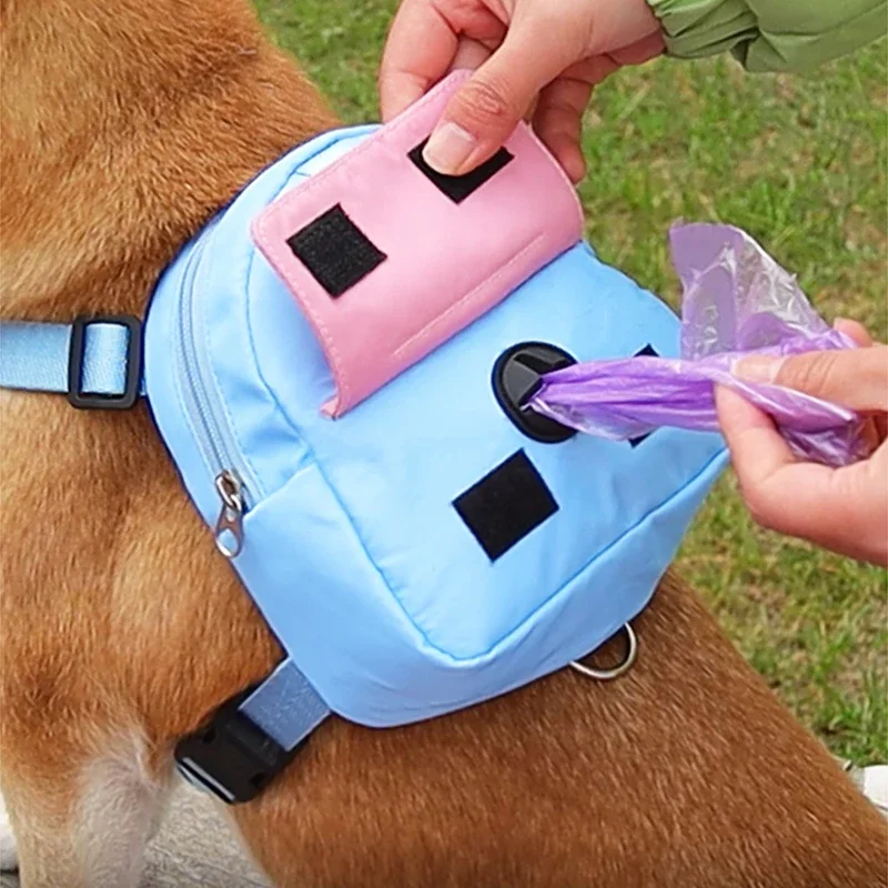 Mochila para mascotas con arnés, Collar para viajes al aire libre, bolsa portátil para entrenamiento de perros, bolsa para golosinas, bolsa de cintura de recompensa para aperitivos para cachorros, bolsas para excrementos de perros - imagen 2
